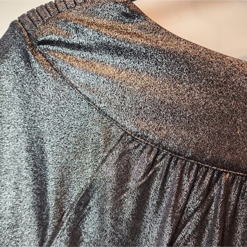 Dana Buchman Gray Black Top Holiday‎ Christmas Party Oversized Shirt Size M - Picture 8 of 8